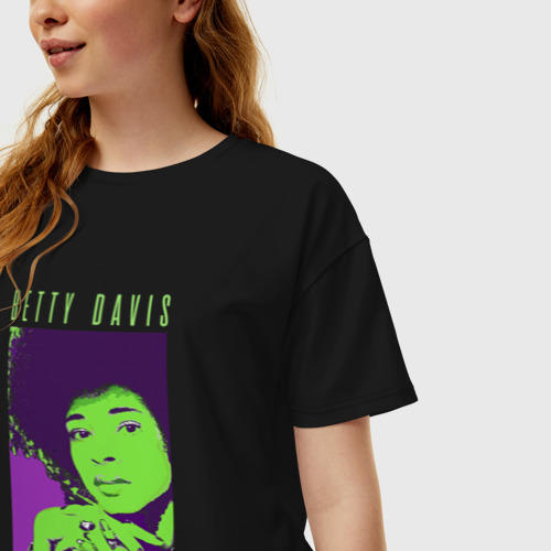 Женская футболка хлопок Oversize Betty Davis funk soul legend, цвет черный - фото 3