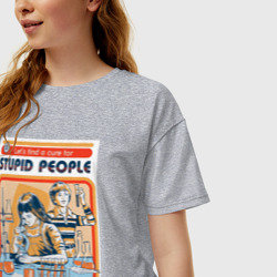 Женская футболка хлопок Oversize Лекарство от глупых людей мем - фото 2