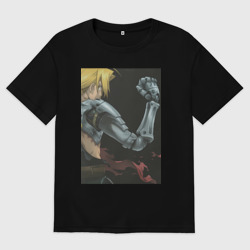 Женская футболка хлопок Oversize Стальной алхимик Эдвард Элрик