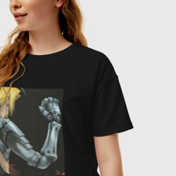 Женская футболка хлопок Oversize Стальной алхимик Эдвард Элрик - фото 2