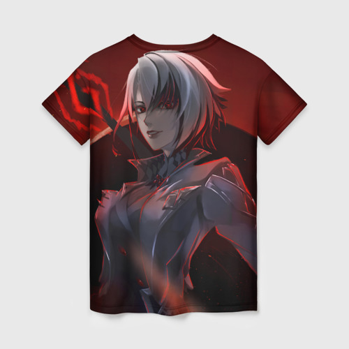 Женская футболка 3D с принтом Genshin Impact Арлекино red, вид сзади #1