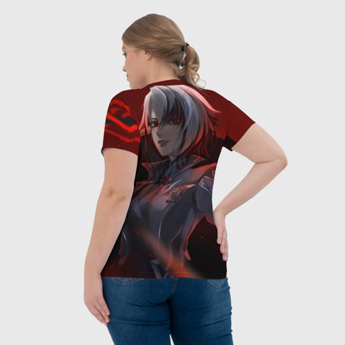 Женская футболка 3D с принтом Genshin Impact Арлекино red, вид сзади #2