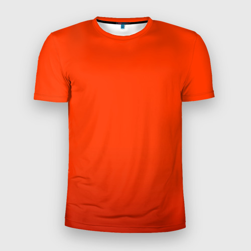 Мужская футболка 3D Slim с принтом Пылкий красно-оранжевый градиент, вид спереди #2