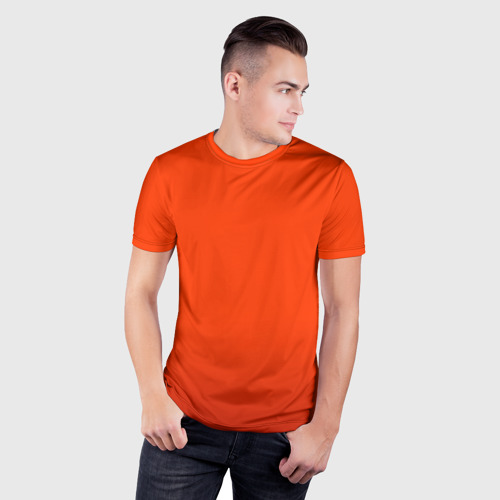 Мужская футболка 3D Slim с принтом Пылкий красно-оранжевый градиент, фото на моделе #1