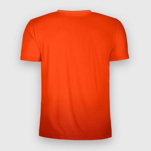 Мужская футболка 3D Slim с принтом Пылкий красно-оранжевый градиент, вид сзади #1