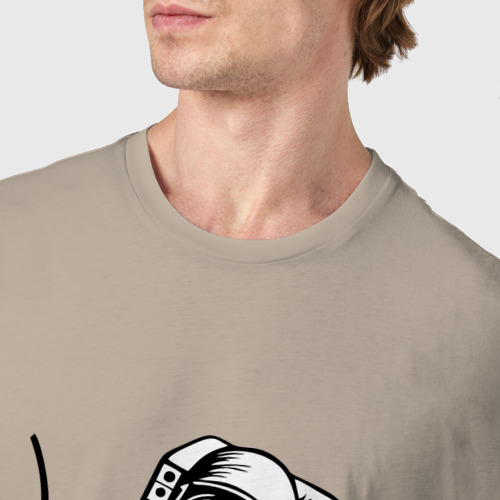 Мужская футболка хлопок Alone astronaut, цвет миндальный - фото 6