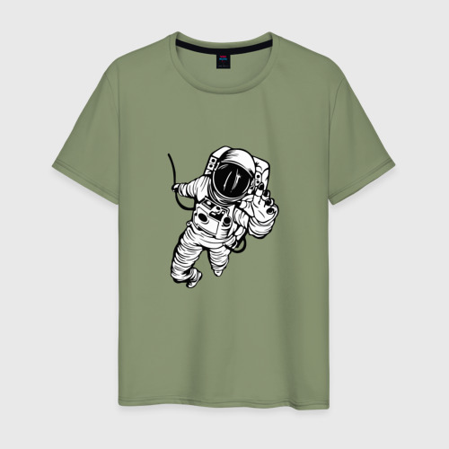 Мужская футболка хлопок Alone astronaut, цвет авокадо