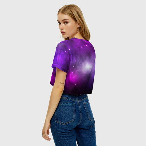 Женская футболка Crop-top 3D Космический рок eee космонавт, цвет 3D печать - фото 5