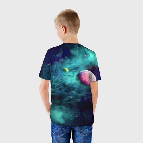 Детская футболка 3D Green outer space, цвет 3D печать - фото 4