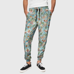 Сирень и цветочки – Мужские брюки 3D с принтом купить