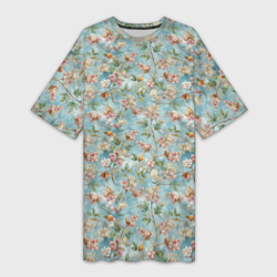 Сирень и цветочки – Платье-футболка 3D с принтом купить
