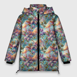 Объемная сирень  паттерн – Женская зимняя куртка Oversize с принтом купить