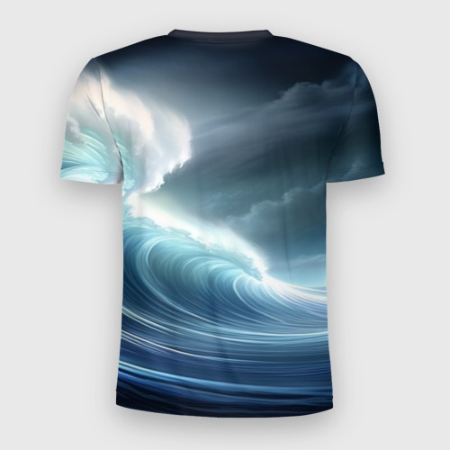 Мужская футболка 3D Slim Синяя волна с пеной, цвет 3D печать - фото 2