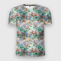 Сирень объемный паттерн – Мужская футболка 3D Slim с принтом купить со скидкой в -9%