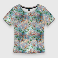 Сирень объемный паттерн – Женская футболка 3D Slim с принтом купить