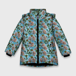 Объемная сирень паттерн – Зимняя куртка для девочек 3D с принтом купить