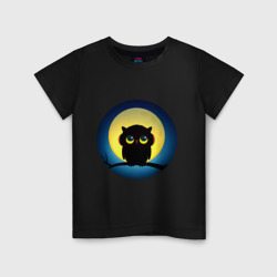 Совенок в наушниках на фоне луны – Детская футболка хлопок с принтом купить со скидкой в -20%