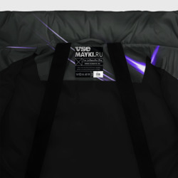 Куртка с принтом Неоновый фиолетовый цветок в темноте для любого человека, вид спереди №5. Цвет основы: черный