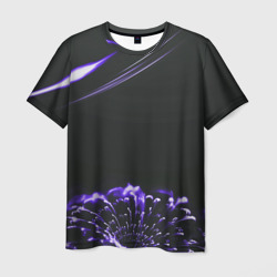 Неоновый фиолетовый цветок в темноте – Мужская футболка 3D с принтом купить со скидкой в -26%
