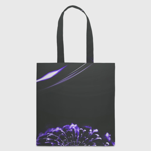 Сумка-Шоппер с принтом Неоновый фиолетовый цветок в темноте, вид спереди №1