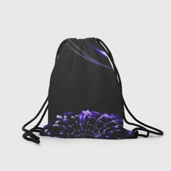 Рюкзак с принтом Неоновый фиолетовый цветок в темноте для любого человека, вид сзади №1. Цвет основы: белый
