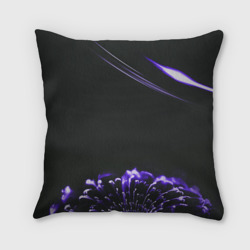 Подушка с принтом Неоновый фиолетовый цветок в темноте для любого человека, вид сзади №1. Цвет основы: 3d (велсофт)