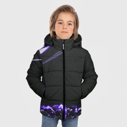 Куртка с принтом Неоновый фиолетовый цветок в темноте для любого человека, вид спереди №2. Цвет основы: черный