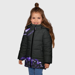 Зимняя куртка для девочек 3D Неоновый фиолетовый цветок в темноте - фото 2