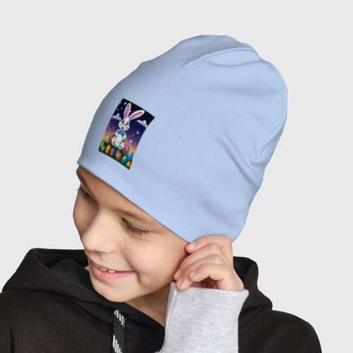 Детская шапка демисезонная Ушастик и яички, цвет мягкое небо - фото 4