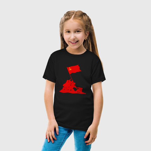Детская футболка хлопок Возведение знамени победы, цвет черный - фото 5