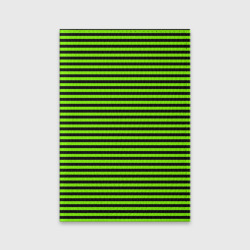 Обложка для паспорта матовая кожа Кислотный зелёный в чёрную полоску