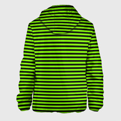 Куртка с принтом Кислотный зелёный в чёрную полоску для мужчины, вид сзади №1. Цвет основы: черный