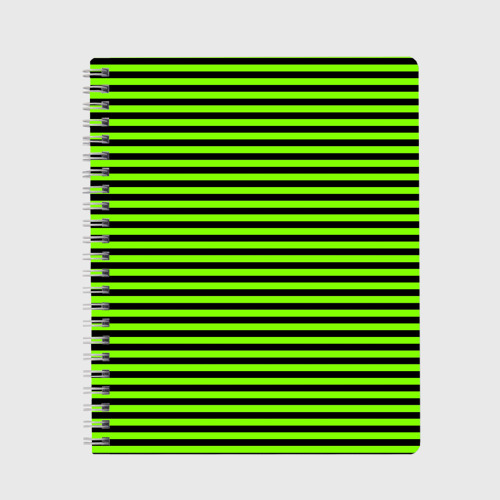 Тетрадь с принтом Кислотный зелёный в чёрную полоску, вид спереди №1