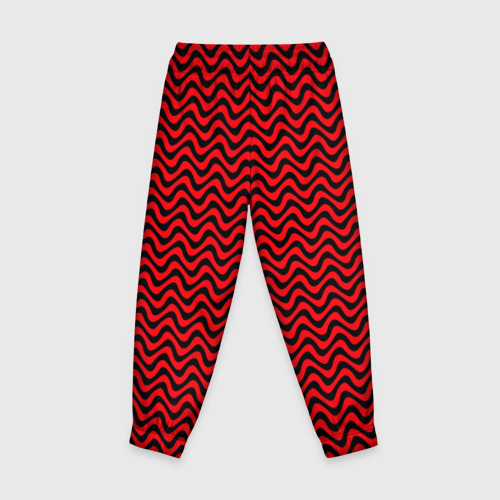 Детские брюки 3D Чёрно-красный искажённые полосы, цвет 3D печать - фото 2