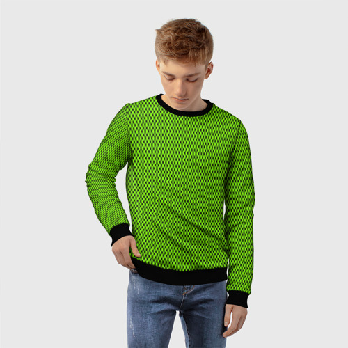 Детский свитшот 3D Кислотный зелёный имитация сетки, цвет 3D печать - фото 3