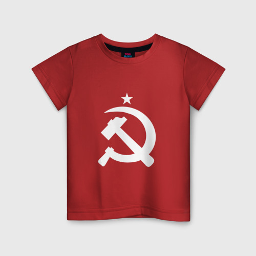 Детская футболка хлопок Белый серп и молот, цвет красный