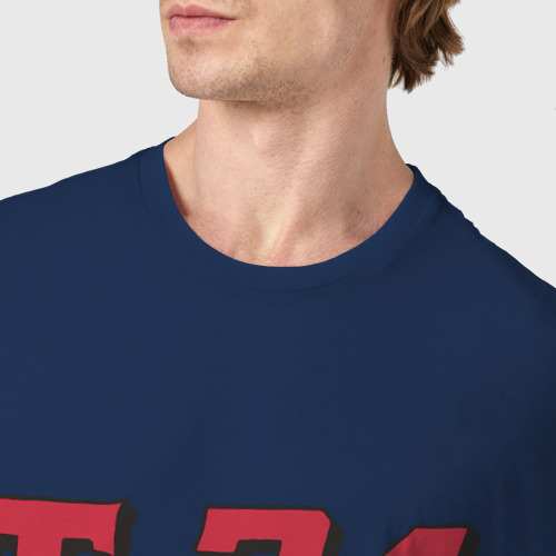 Мужская футболка хлопок Танк Т-34 выстрел, цвет темно-синий - фото 6