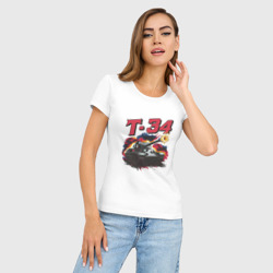 Женская футболка хлопок Slim Танк Т-34 выстрел - фото 2