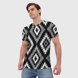 Мужская футболка 3D Геометрический узор икат - ромбы - фото 2