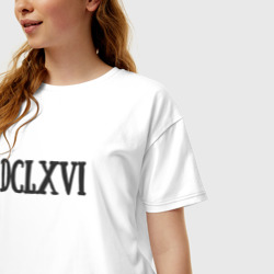 Женская футболка хлопок Oversize Римскими цифрами 666 - фото 2