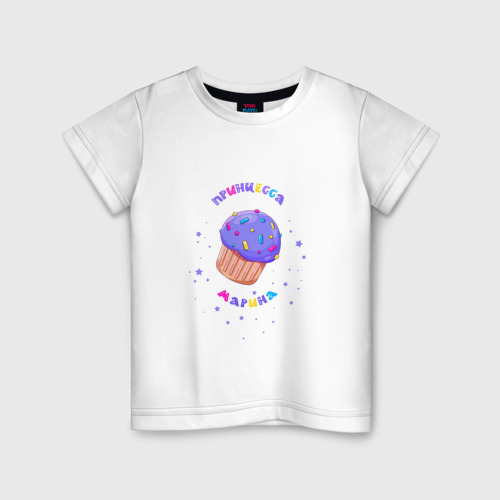 Детская футболка из хлопка с принтом Принцесса Марина, вид спереди №1