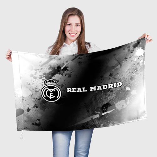 Флаг 3D Real Madrid sport на темном фоне по-горизонтали