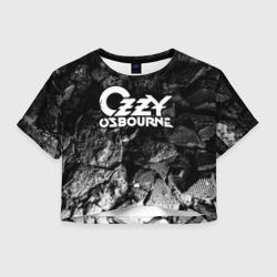 Женская футболка Crop-top 3D Ozzy Osbourne black graphite