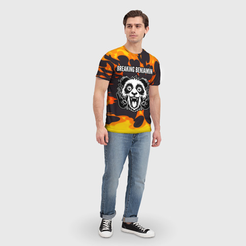Мужская футболка 3D Breaking Benjamin рок панда и огонь, цвет 3D печать - фото 5