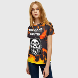 Женская футболка 3D Thousand Foot Krutch рок панда и огонь - фото 2
