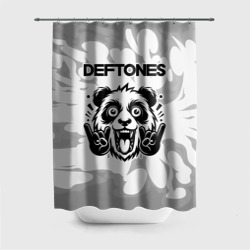 Штора 3D для ванной Deftones рок панда на светлом фоне