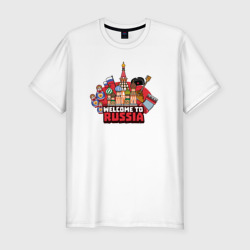 Мужская футболка хлопок Slim Welcome to Russia color