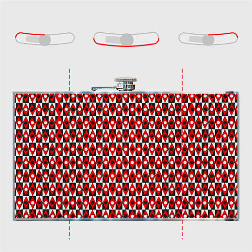 Фляга Чёрно-белые ромбы и круги на красном фоне - фото 5