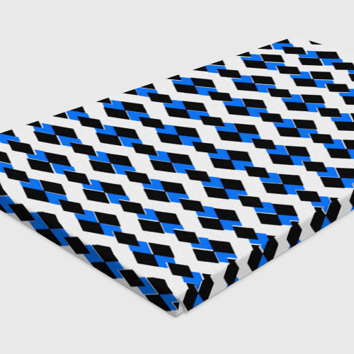 Холст прямоугольный Чёрные и синие ромбы на белом фоне, цвет 3D печать - фото 4