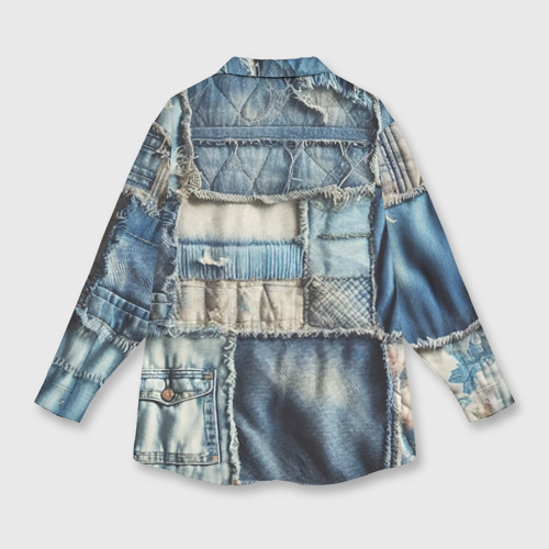 Мужская рубашка oversize 3D Patchwork denim - vogue, цвет белый - фото 2